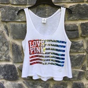 Pink Sequin American Flag Tee